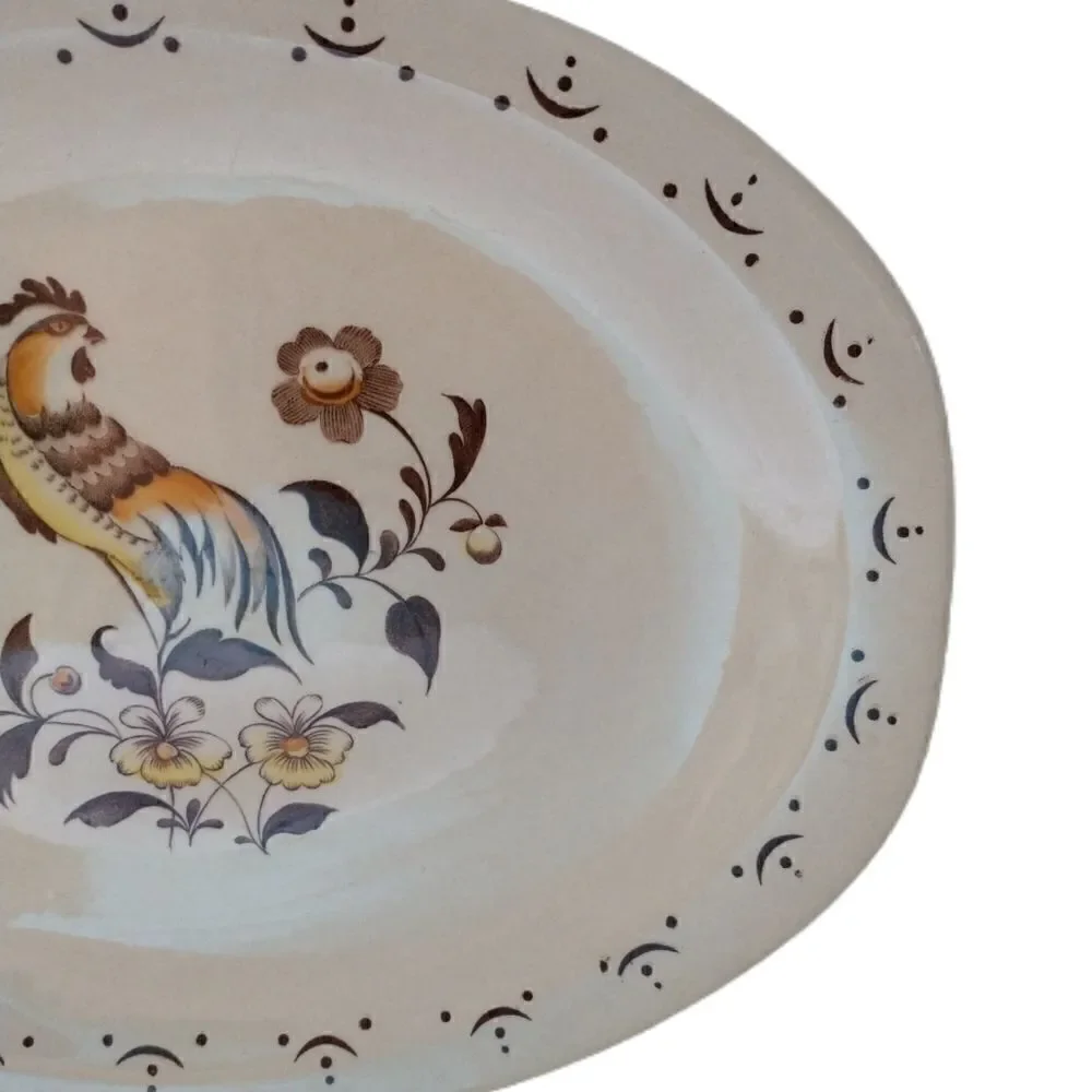 ‎Staffordshire Old Granite Sun Up Platter Serving Johnson Brothers Rooster Vtg